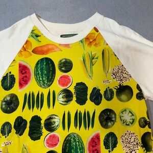 Denim Tears African Diaspora Goods Raglan Long Sleeve Shirt Yellow Fruit Print L